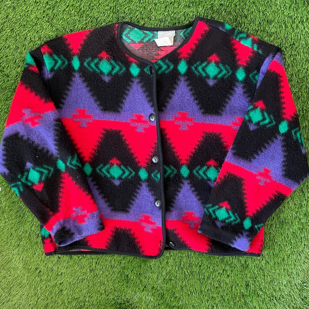 Vintage Red Purple Black Women’s Sweater Multicolor